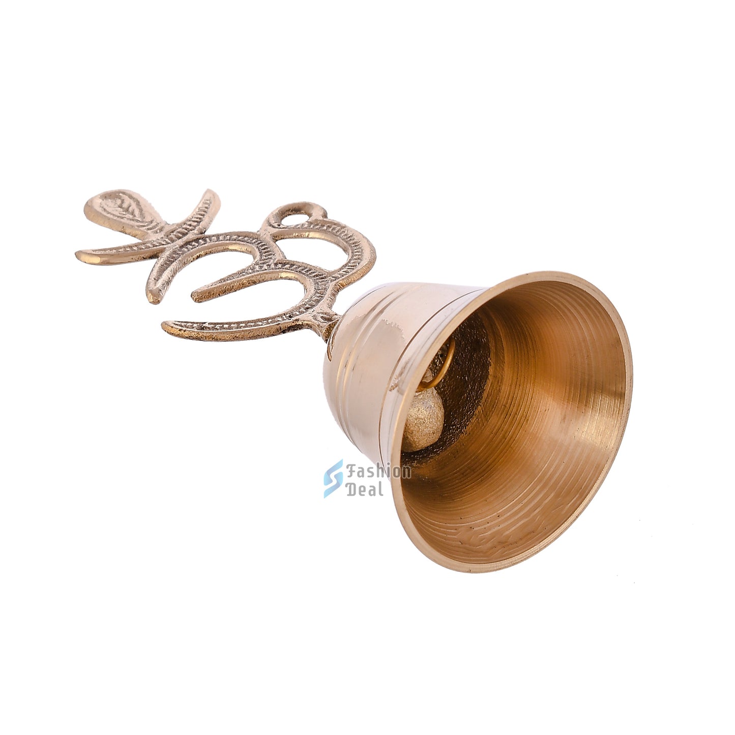 Decorative Om & Trushil Brass Hand Bell for Pooja – Ghanti for Mandir, Home, and Office Temple