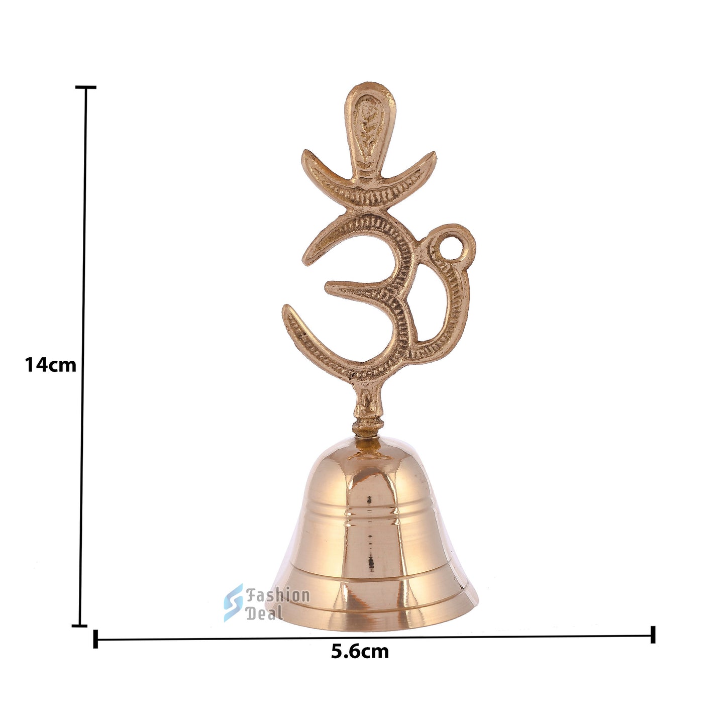 Decorative Om & Trushil Brass Hand Bell for Pooja – Ghanti for Mandir, Home, and Office Temple