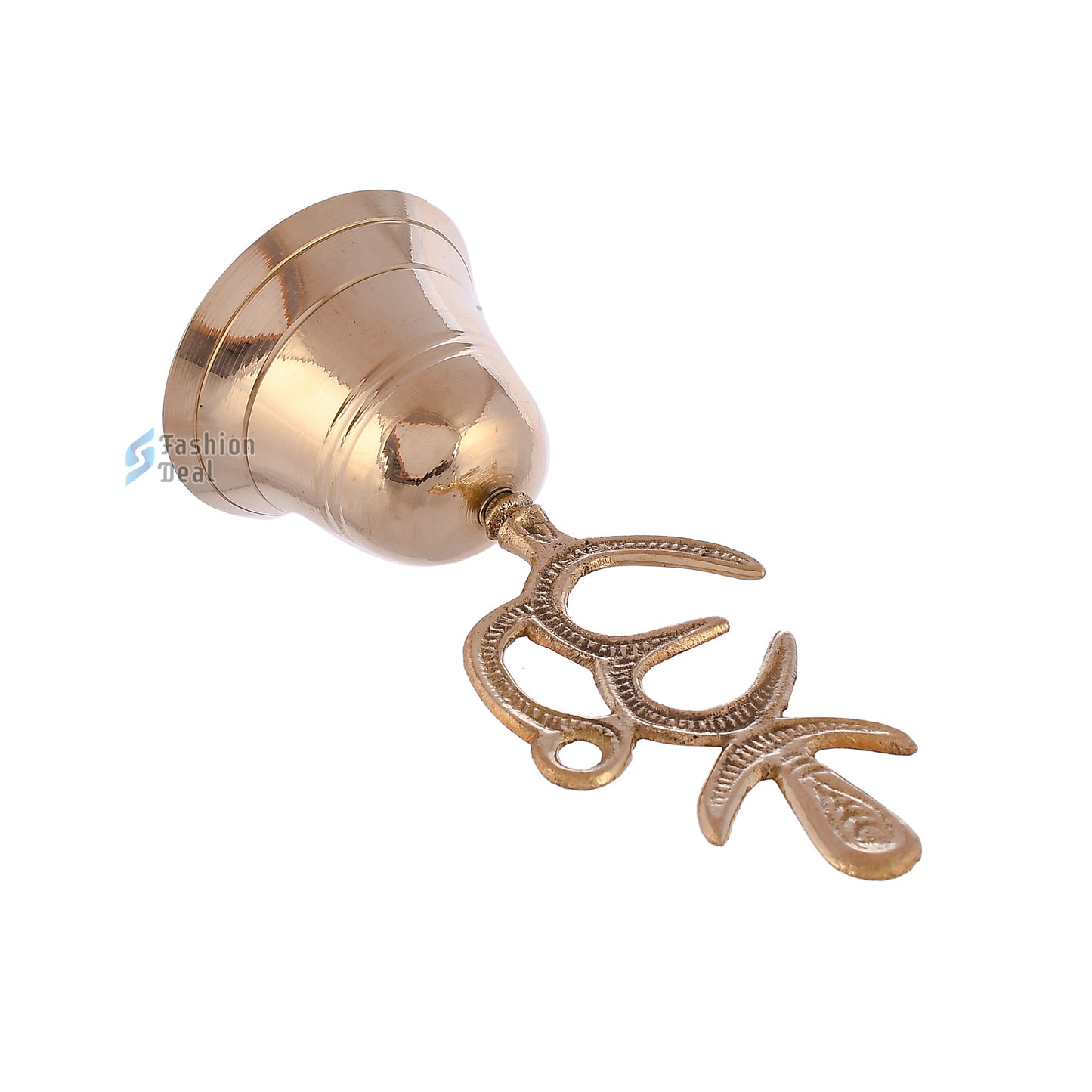 Decorative Om & Trushil Brass Hand Bell for Pooja – Ghanti for Mandir, Home, and Office Temple