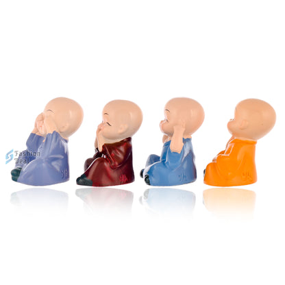 Elegant Buddha Monk Statue Set of 4 Idols for Gifting & Home Decoration | Spiritual & Artistic Decor