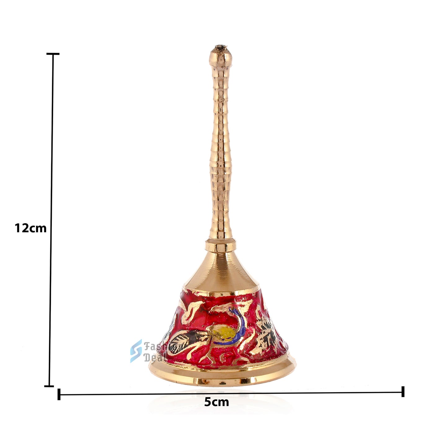 Decorative Meena Brass Hand Bell for Pooja – Ghanti for Mandir, Home, and Office Temple