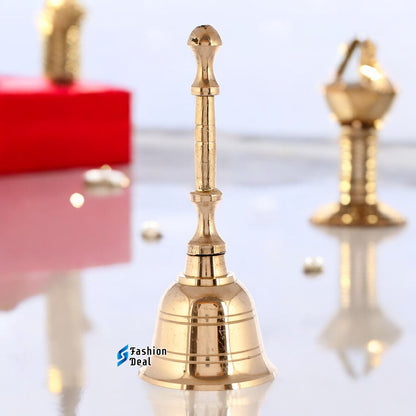 Decorative Brass Hand Bell for Pooja – Ghanti for Mandir, Home, and Office Temple