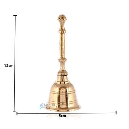 Decorative Brass Hand Bell for Pooja – Ghanti for Mandir, Home, and Office Temple