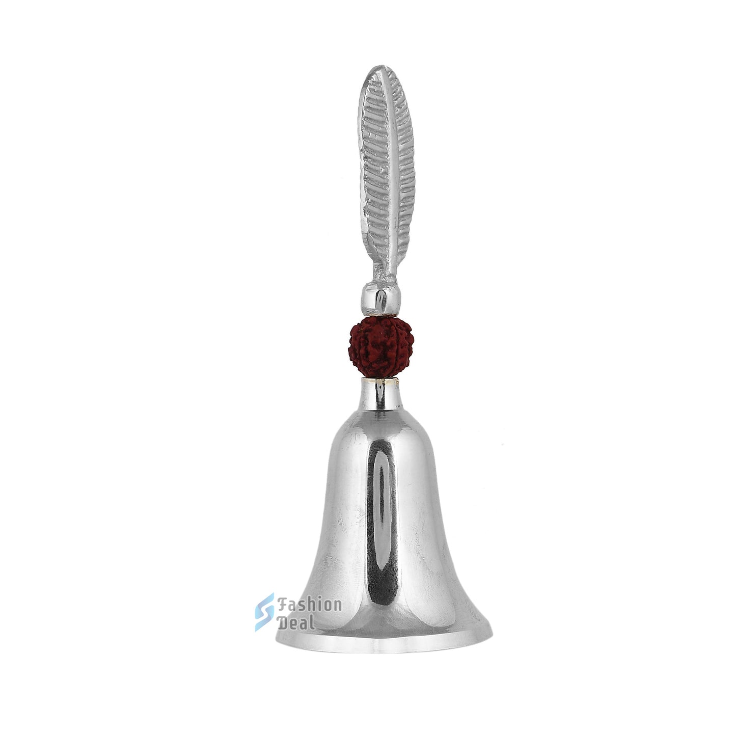 Decorative Rudraksh Brass Hand Bell With Red Velvet Box for Pooja – Ghanti for Mandir, Home, and Office Temple