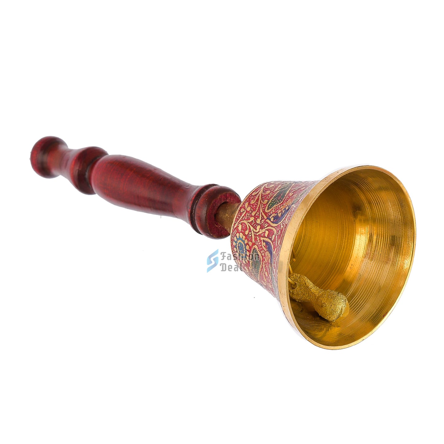 Decorative Metal Hand Bell With Wooden Handle for Pooja – Ghanti for Mandir, Home, and Office Temple