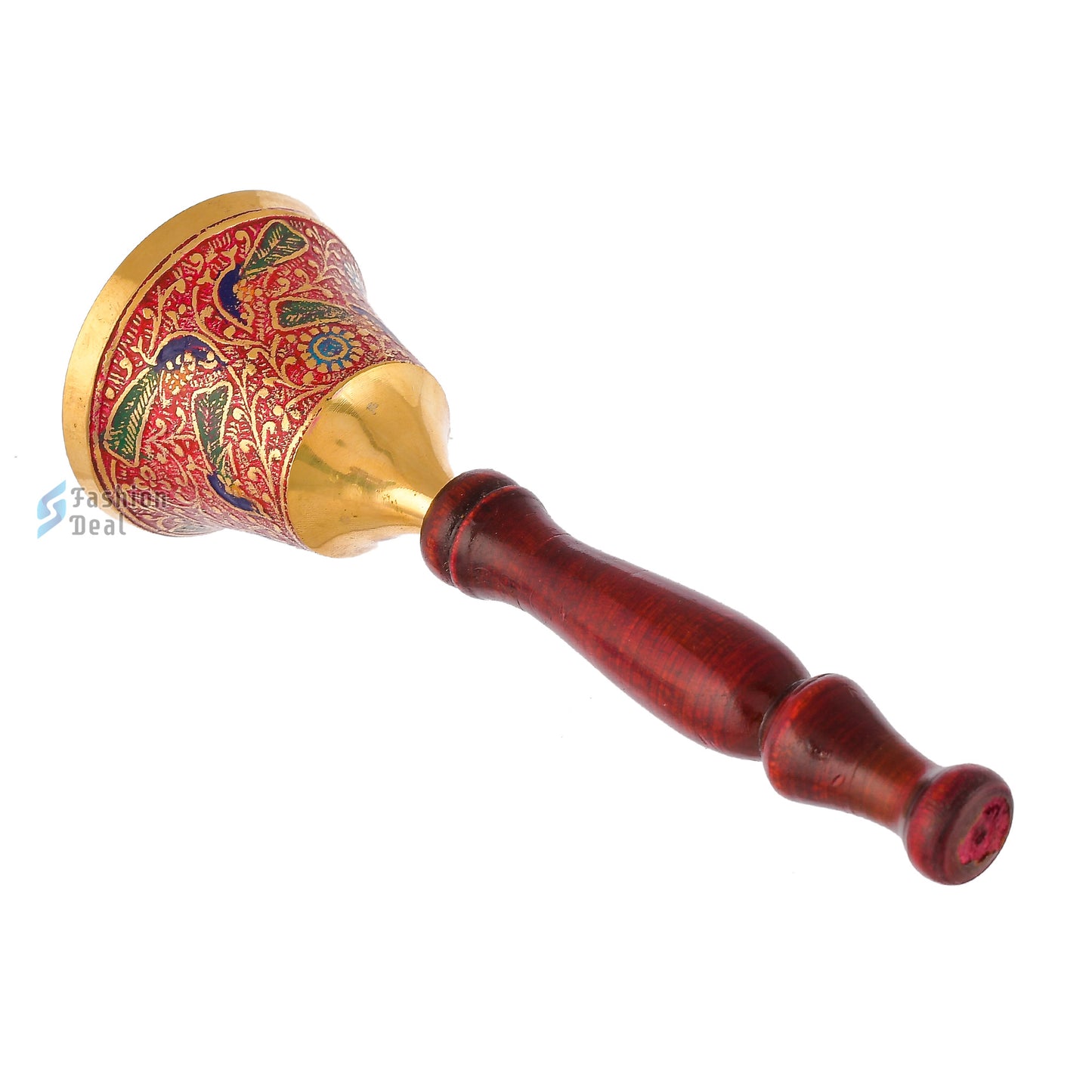 Decorative Metal Hand Bell With Wooden Handle for Pooja – Ghanti for Mandir, Home, and Office Temple