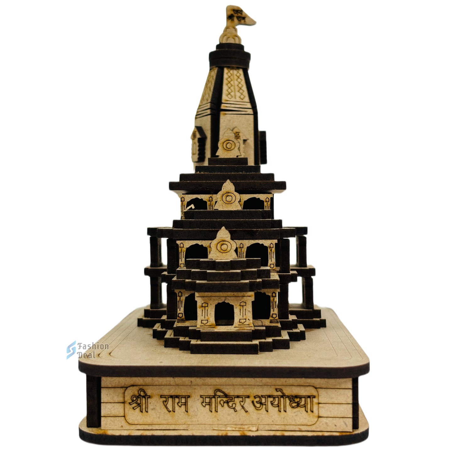 Wooden MDF Laser Cut 3D Ram Mandir Model – Perfect for Home and Temple Decoration