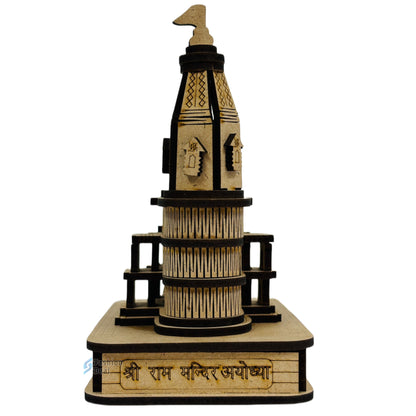 Wooden MDF Laser Cut 3D Ram Mandir Model – Perfect for Home and Temple Decoration