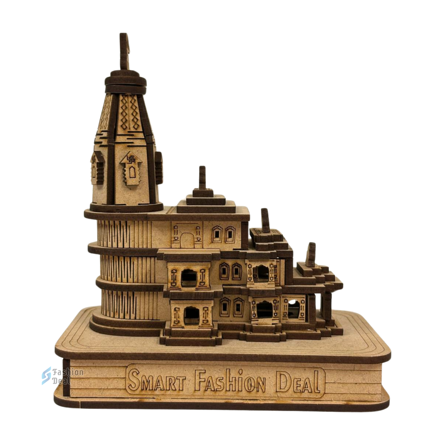 Wooden MDF Laser Cut 3D Ram Mandir Model – Perfect for Home and Temple Decoration