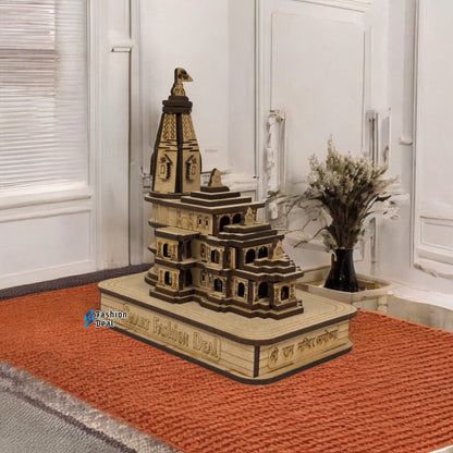 Wooden MDF Laser Cut 3D Ram Mandir Model – Perfect for Home and Temple Decoration