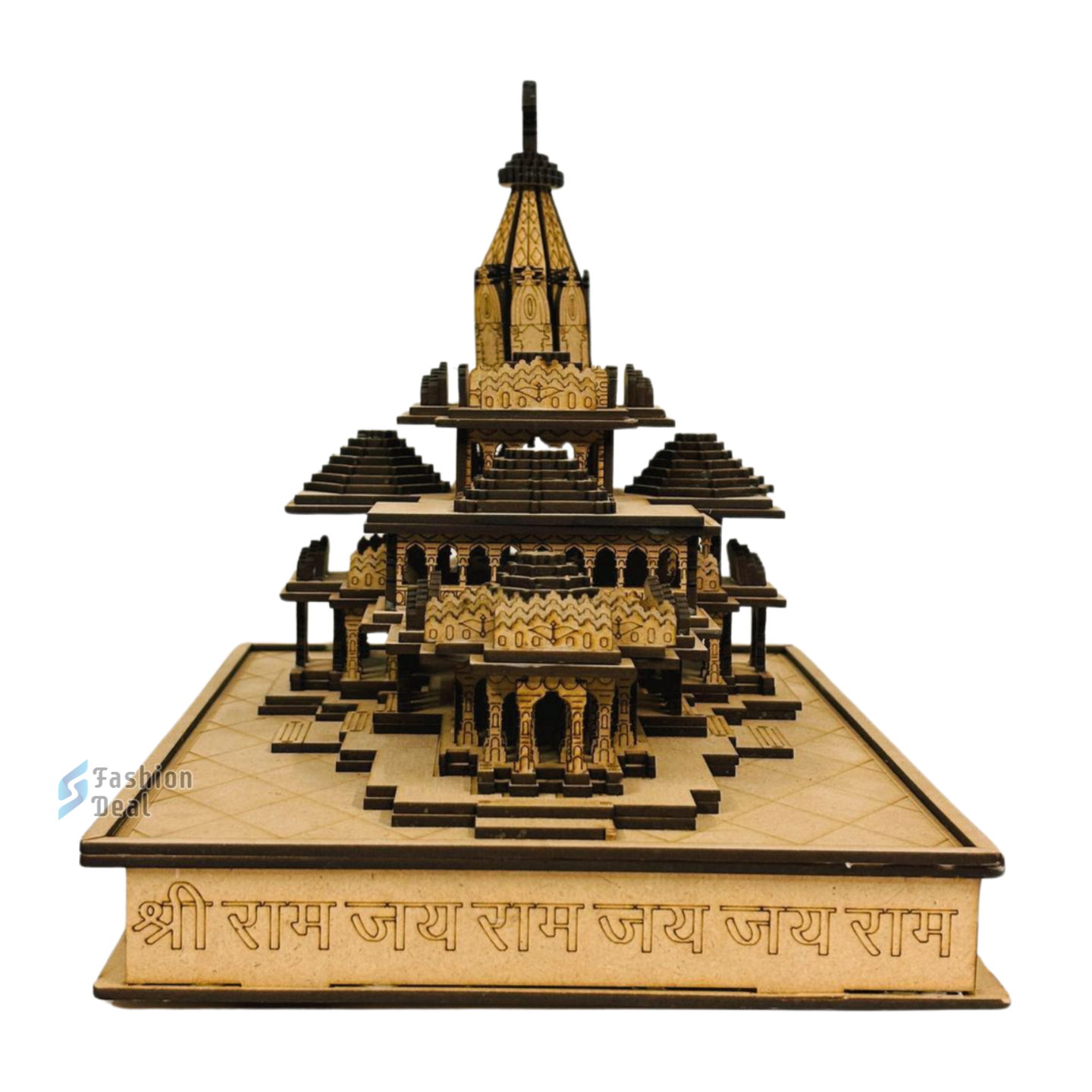 Wooden MDF Laser Cut 3D Ram Mandir Model – Perfect for Home and Temple Decoration