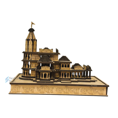 Wooden MDF Laser Cut 3D Ram Mandir Model – Perfect for Home and Temple Decoration