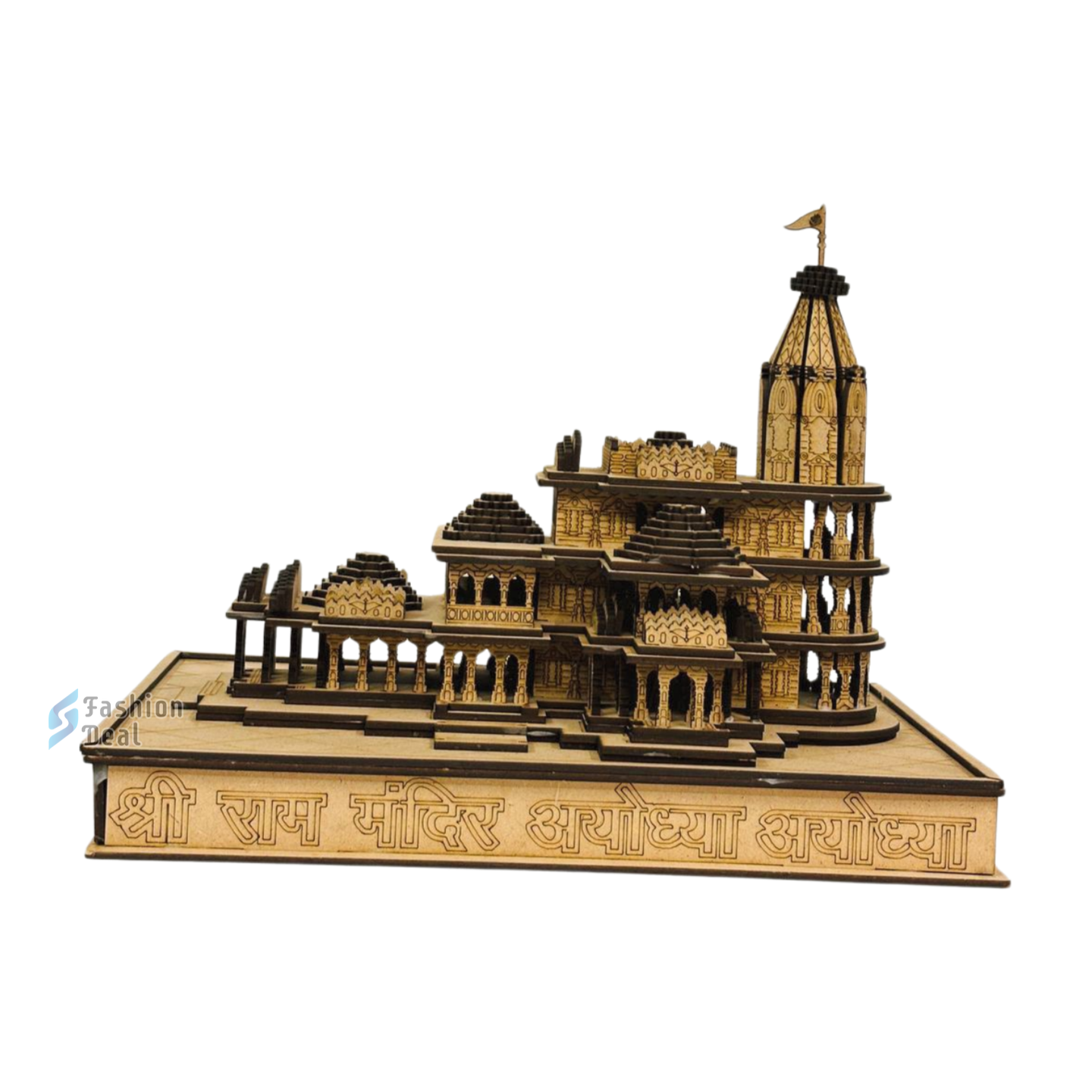 Wooden MDF Laser Cut 3D Ram Mandir Model – Perfect for Home and Temple Decoration