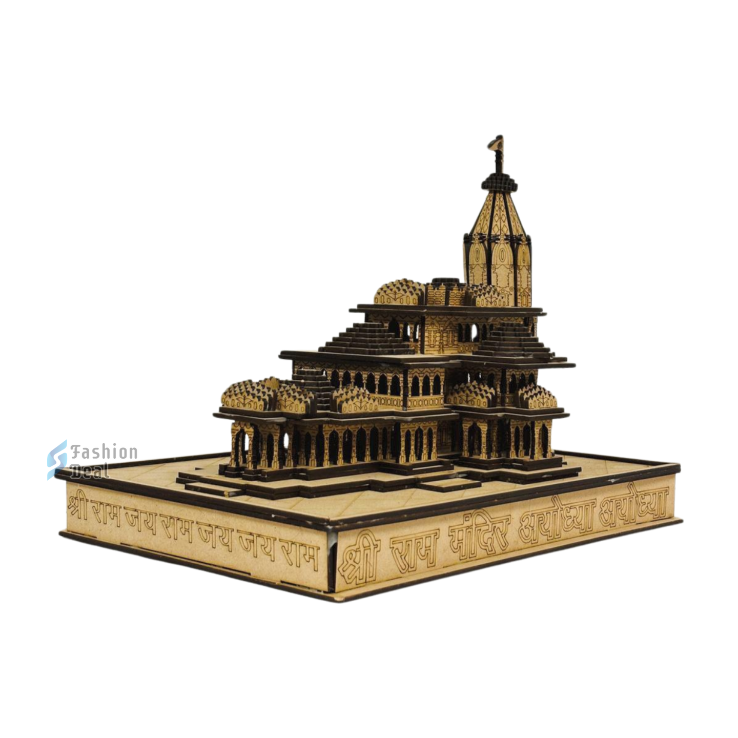 Wooden MDF Laser Cut 3D Ram Mandir Model – Perfect for Home and Temple Decoration