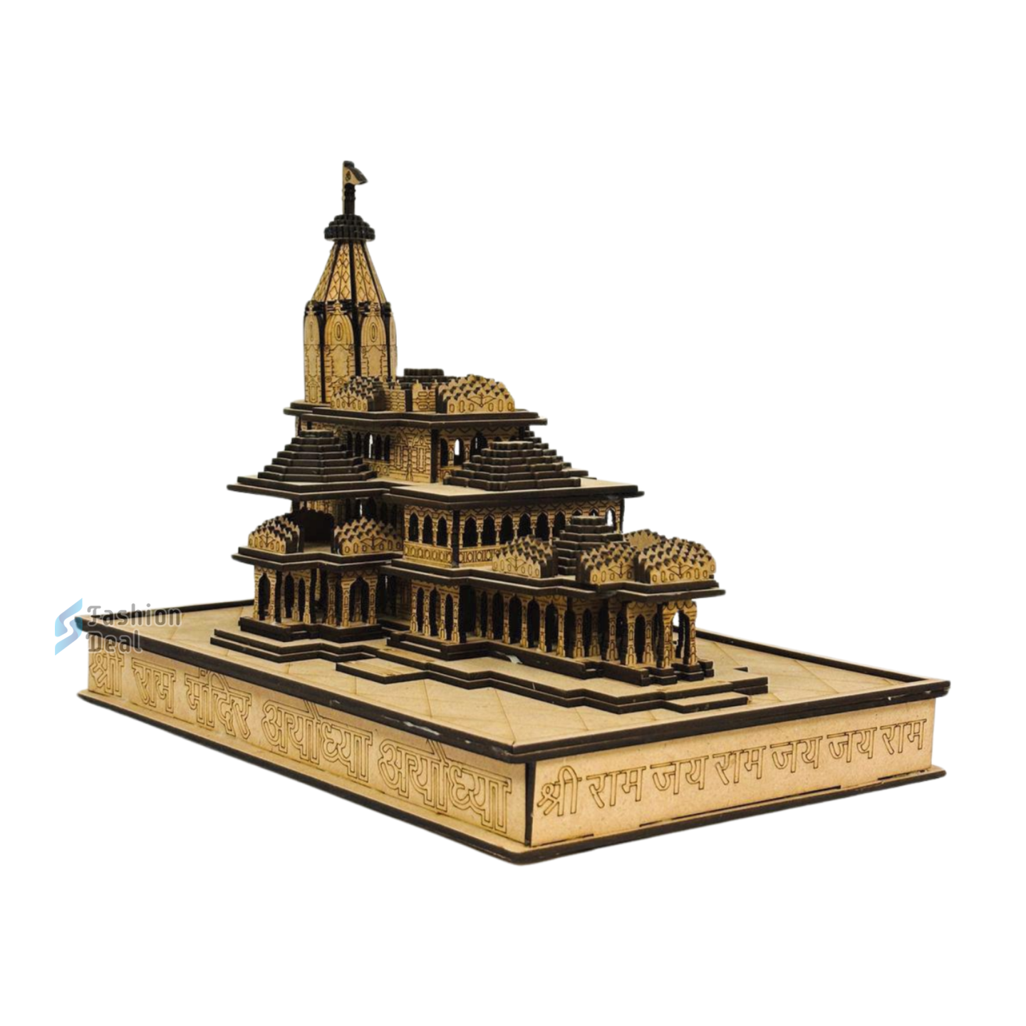 Wooden MDF Laser Cut 3D Ram Mandir Model – Perfect for Home and Temple Decoration