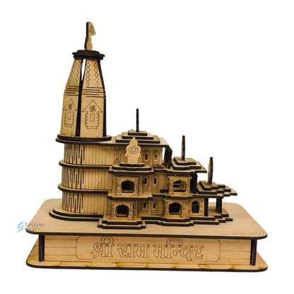 Wooden MDF Laser Cut 3D Ram Mandir Model – Perfect for Home and Temple Decoration