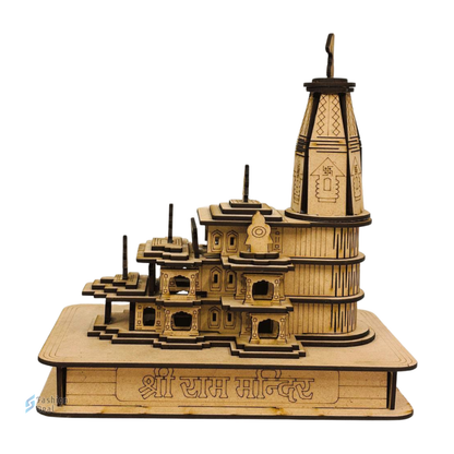 Wooden MDF Laser Cut 3D Ram Mandir Model – Perfect for Home and Temple Decoration