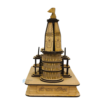 Wooden MDF Laser Cut 3D Ram Mandir Model – Perfect for Home and Temple Decoration