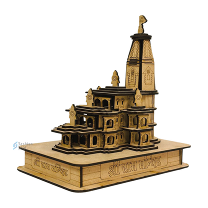 Wooden MDF Laser Cut 3D Ram Mandir Model – Perfect for Home and Temple Decoration