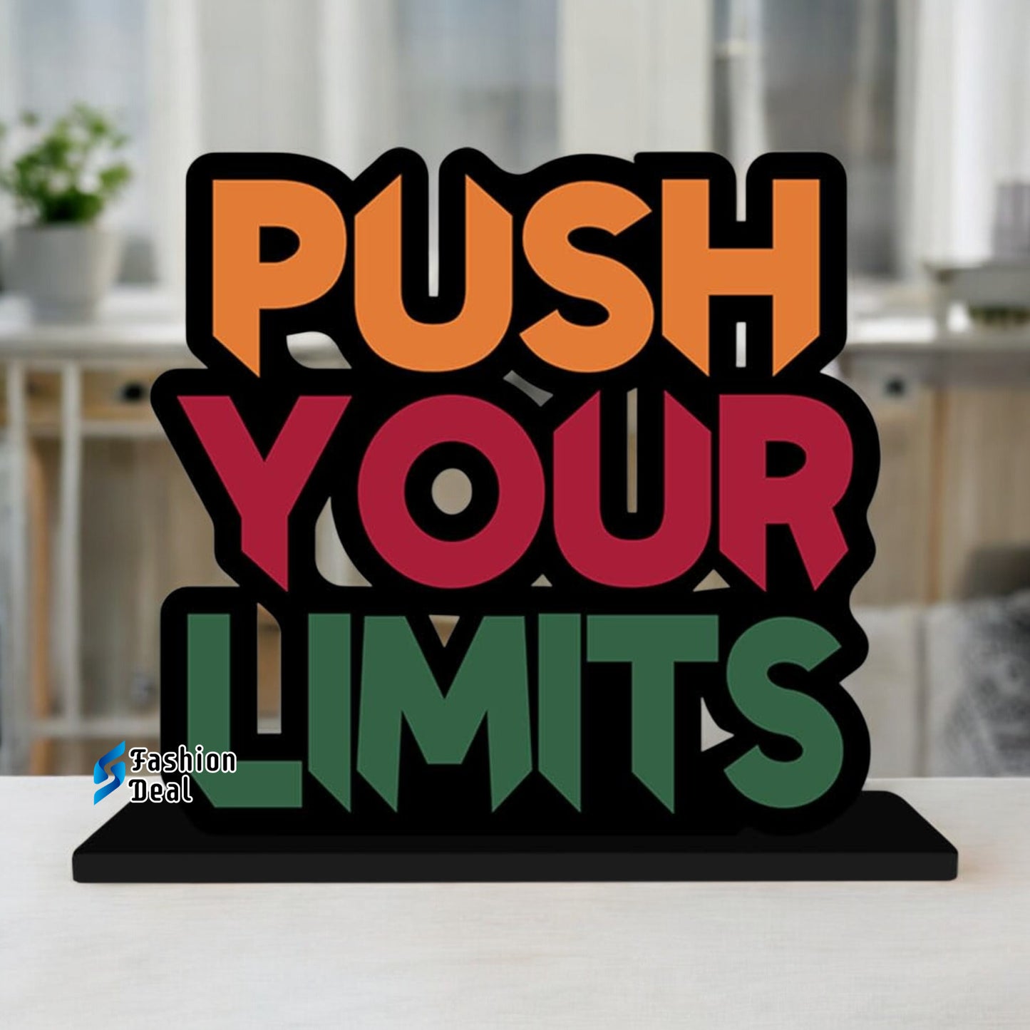 Decorative Wooden MDF Push Your Limits Quotes for Table and Desk Décor | Uplifting and Stylish Designs