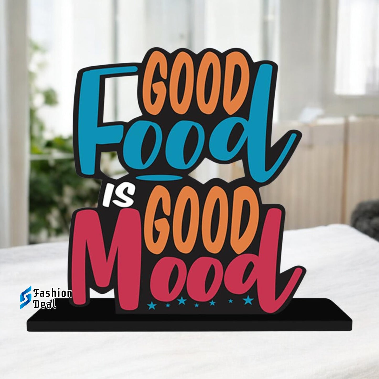 Decorative Wooden MDF Good Food Is Good Mood Quotes for Table and Desk Décor | Uplifting and Stylish Designs