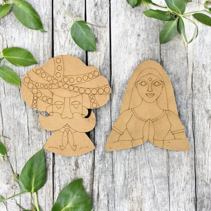 Wooden MDF Namaste Couple Cutout Craft for Decoration