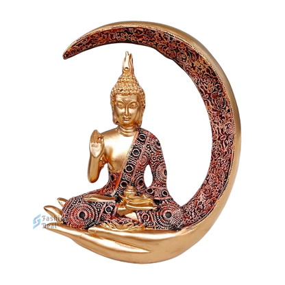 Elegant Buddha Seating on Moon Statue Idols for Gifting & Home Decoration (9 Inch) | Spiritual & Artistic Decor