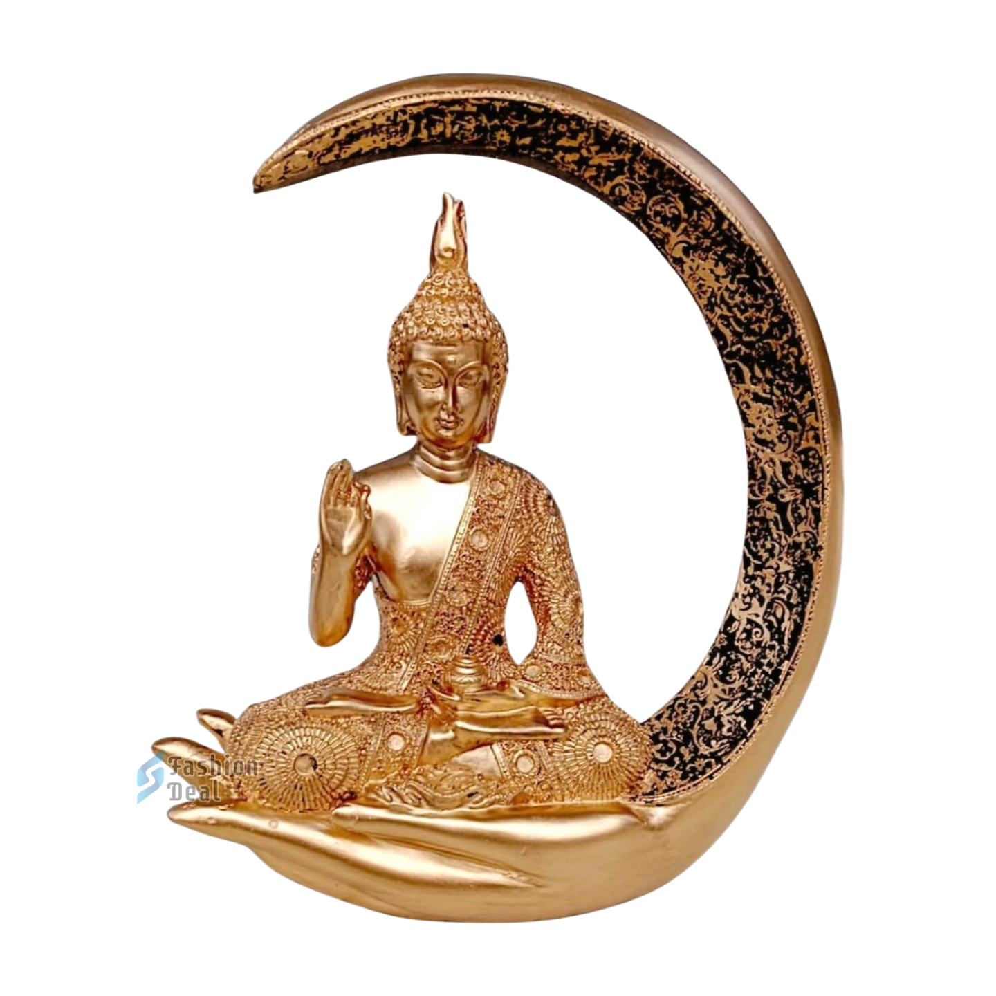 Elegant Buddha Seating on Moon Statue Idols for Gifting & Home Decoration (9 Inch) | Spiritual & Artistic Decor