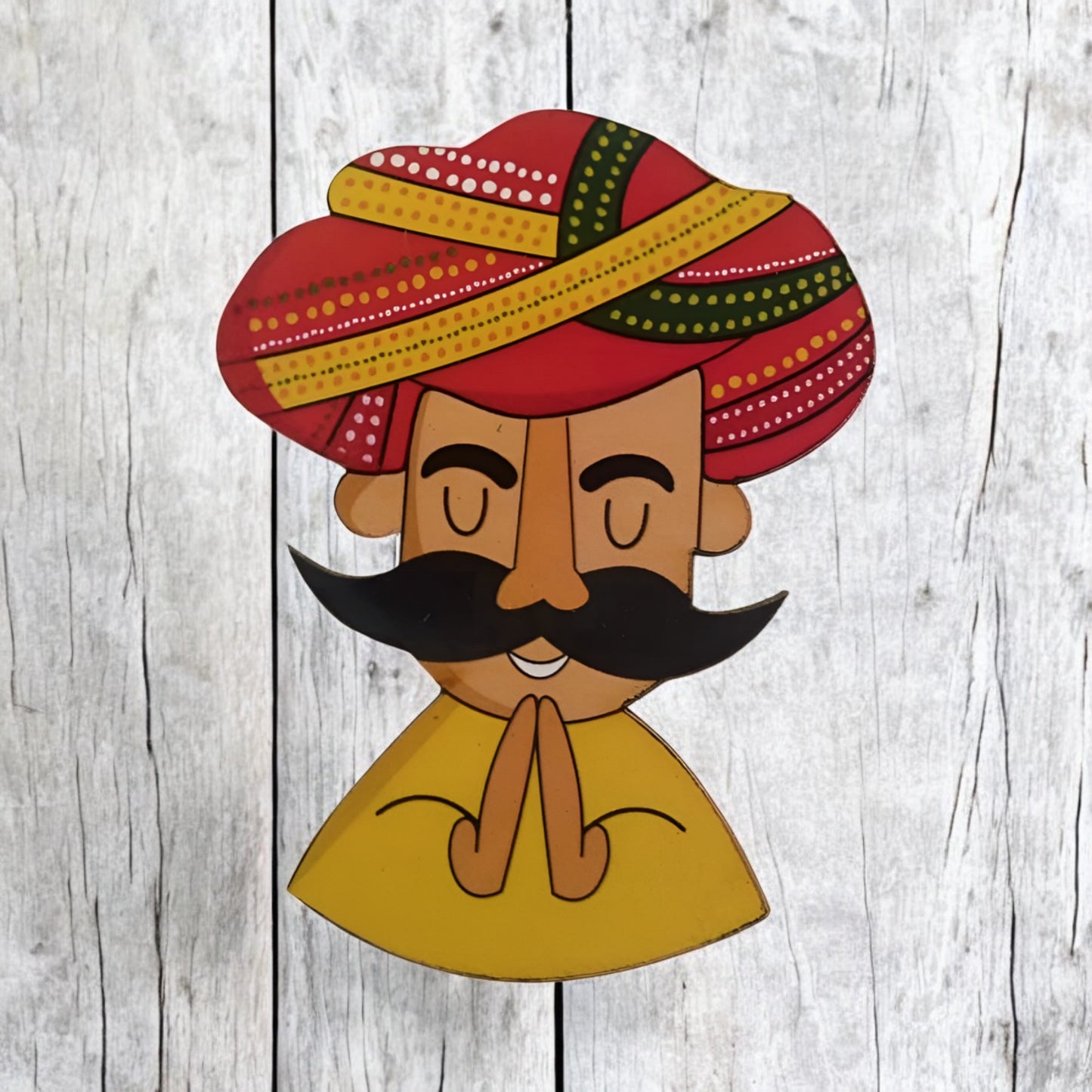 Wooden MDF Traditional Rajasthani Namaste Artwork Cutout Craft for Decoration