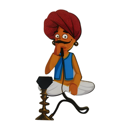 Wooden MDF Traditional Hookah-Smoking Rajasthani Man Cutout Craft for Decoration