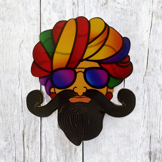 Wooden MDF Traditional Rajasthani Man Face Cutout Craft for Decoration