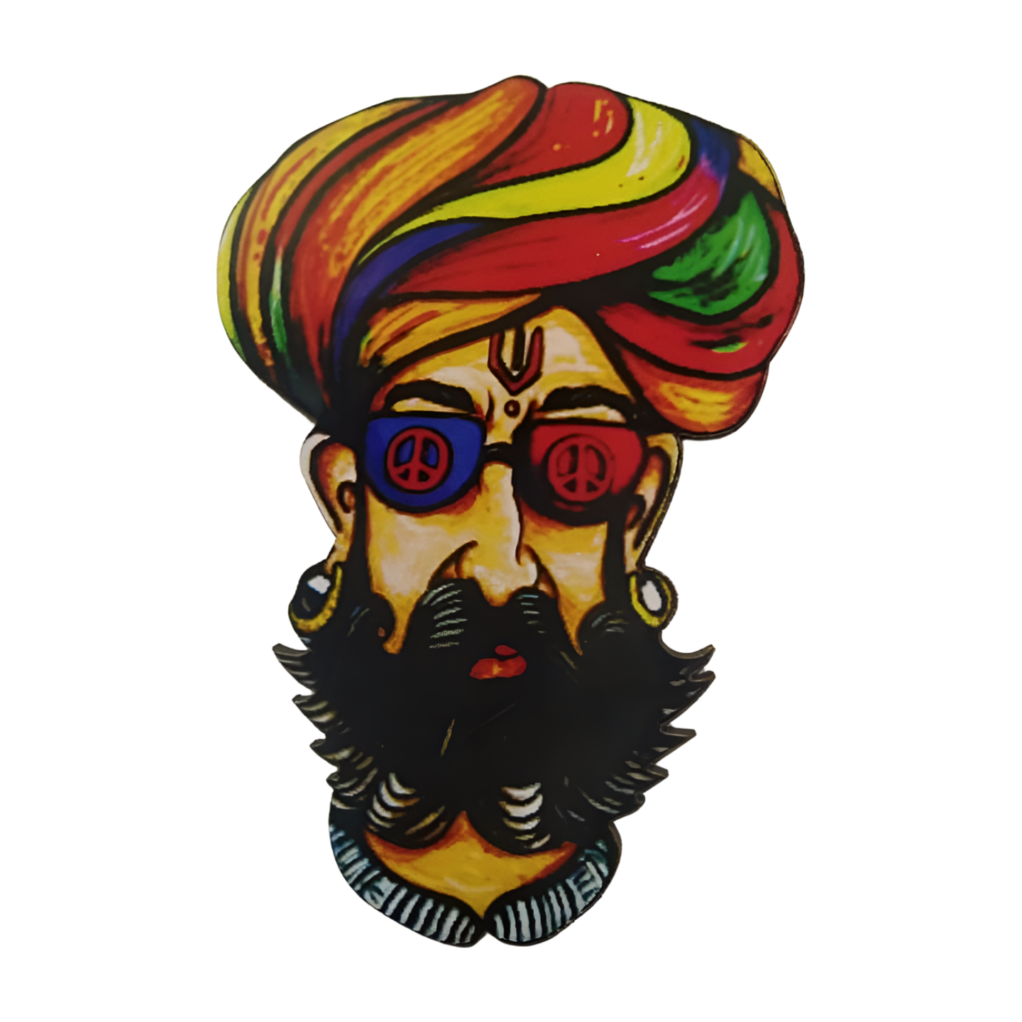 Wooden MDF Traditional Rajasthani Man Face Cutout Craft for Decoration