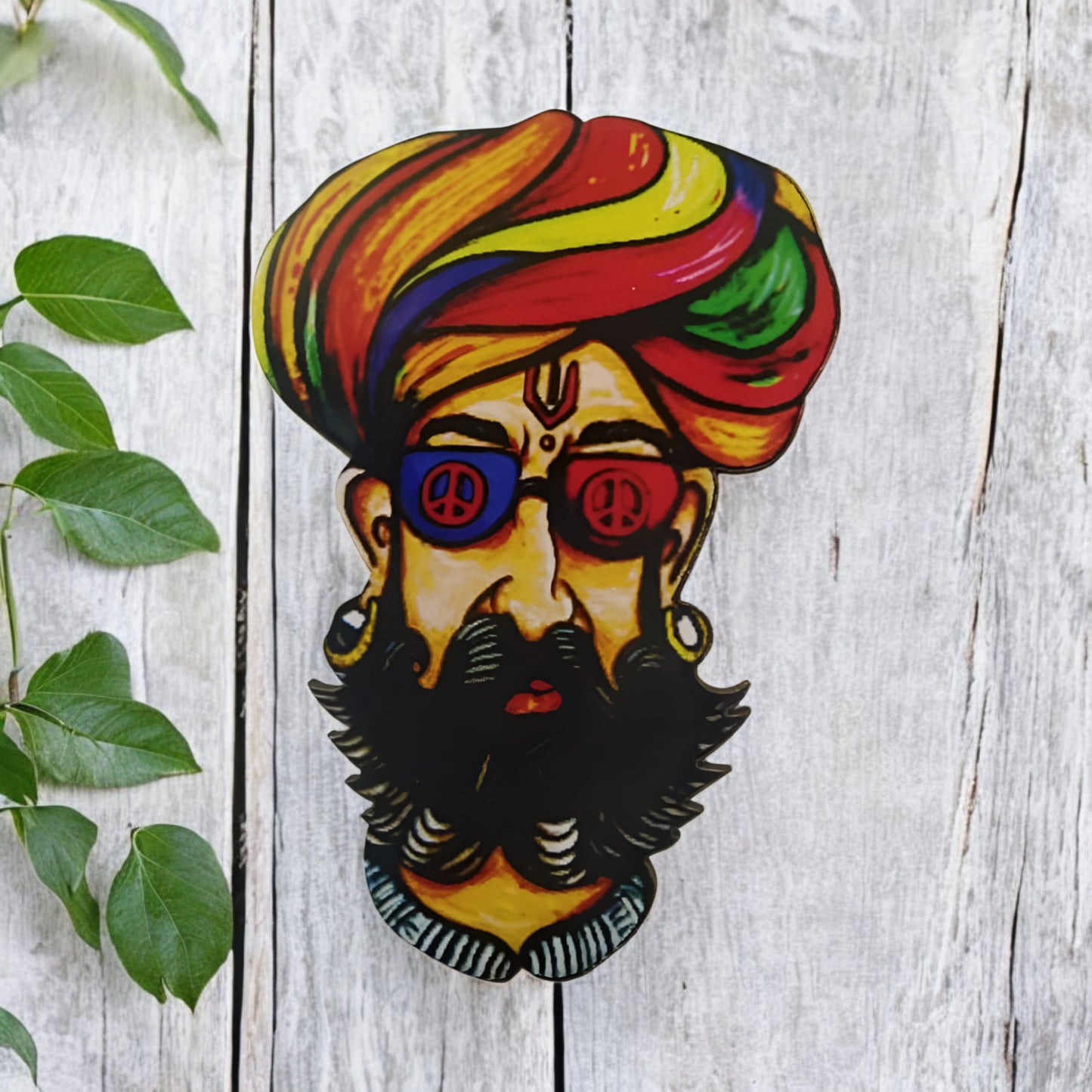 Wooden MDF Traditional Rajasthani Man Face Cutout Craft for Decoration