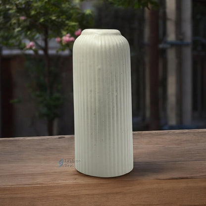 Elegant White Ceramic Ring Vase/Pot - Minimalist Home Décor Collection