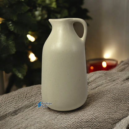 Elegant White Ceramic Jug/Mug Vase/Pot - Minimalist Home Décor Collection