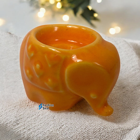 Ceramic Elephant-Shaped Tealight/T-light Candle Holder | Decorative Accent for Home and Gifting