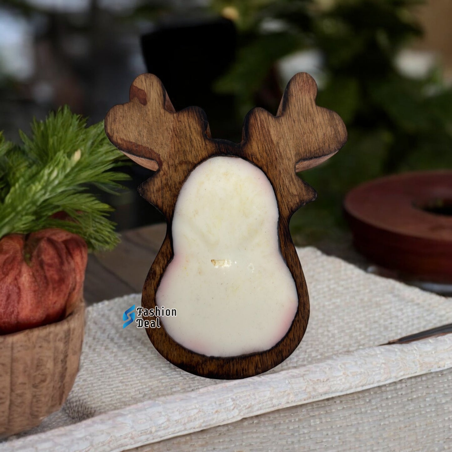 Soy Wax Scented candle in Wooden Deer Jar