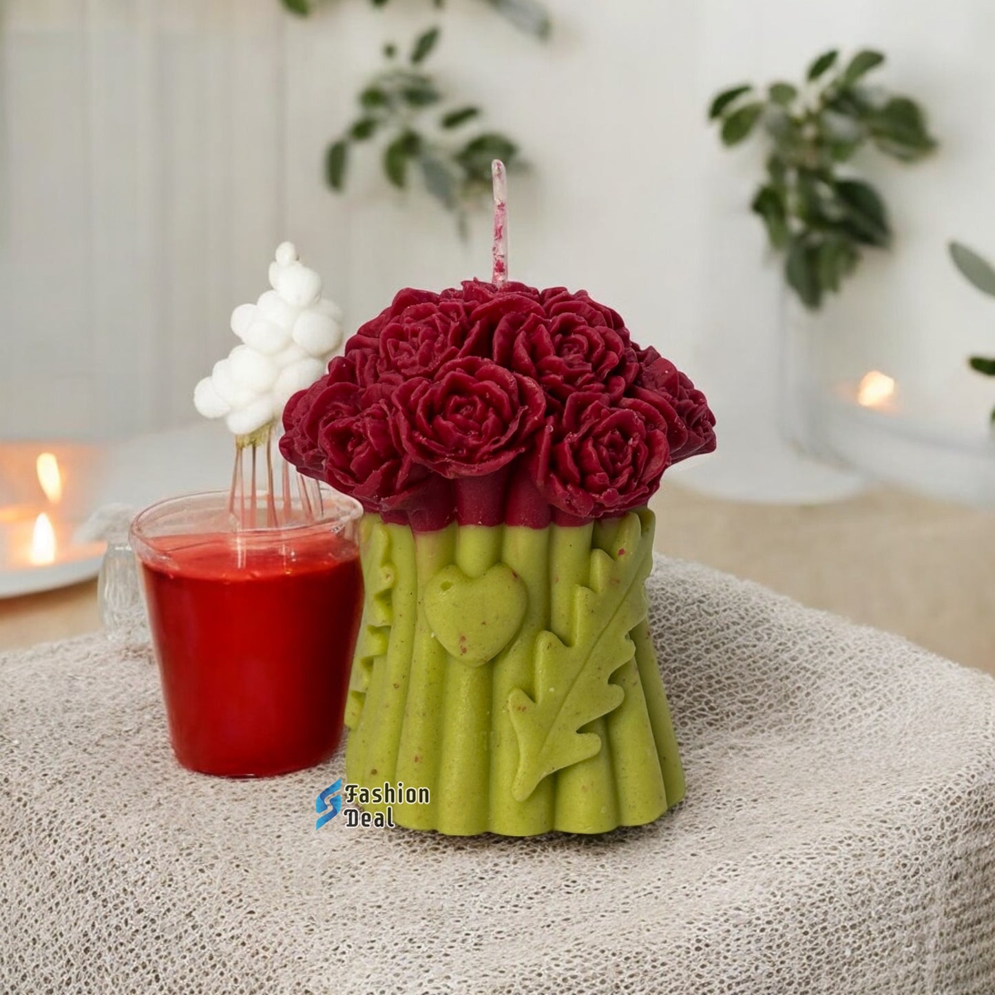 Soy Wax Scented Long Rose Flower Design candle